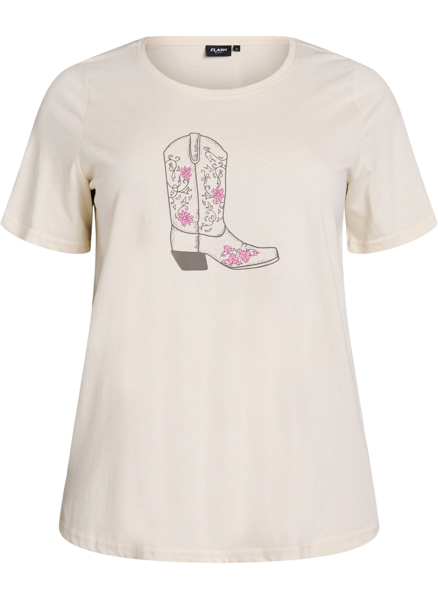 ZizziT-shirt med tryck, Vanilla, Packshot image number 0