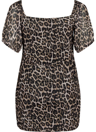 Kort klänning i mesh med leopardtryck, Leo, Packshot image number 1