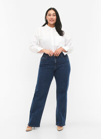 Gemma-jeans med hög midja och rak passform, Dark blue, Model