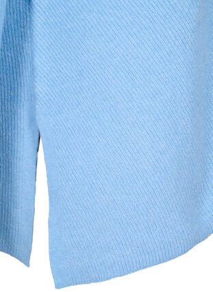 Melerad tröja med slits i sidan, Blue Bell/White Mel., Packshot image number 3
