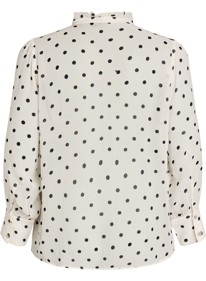 Blus i viskos med volangkrage, Vit, Packshot image number 1
