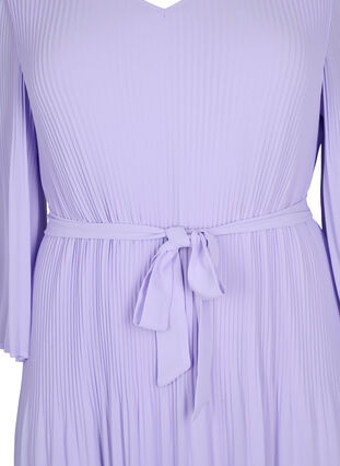 Plisserad klänning med 3/4-ärmar, Lavender, Packshot image number 2