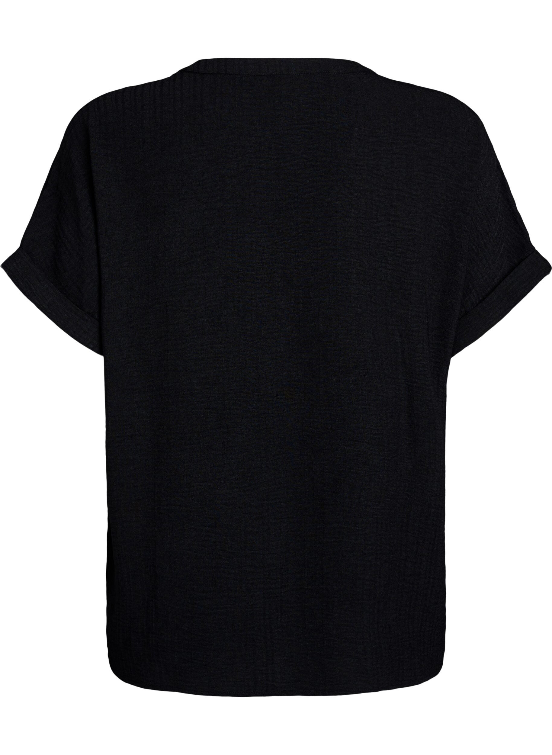 ZizziL&ouml;s blus med korta &auml;rmar, Svart, Packshot image number 1
