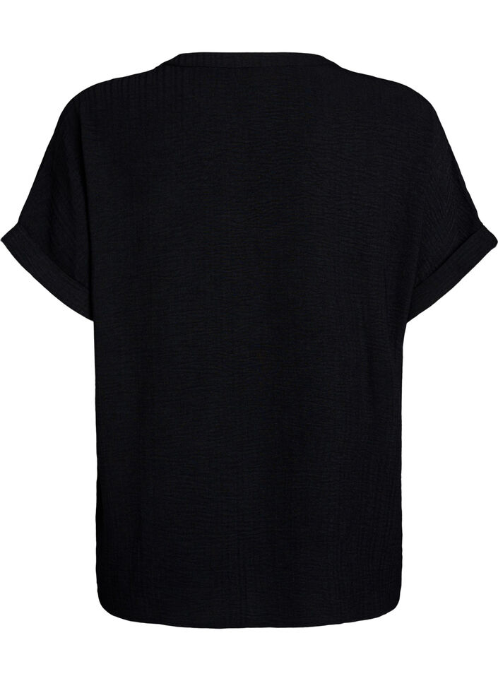L&ouml;s blus med korta &auml;rmar, Svart, Packshot image number 1
