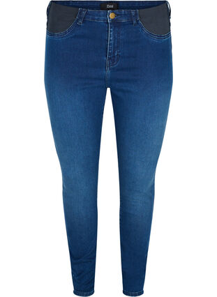 Superslim Amy jeans med resår i midjan, Dark blue denim, Packshot image number 0