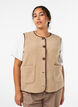 V&auml;st i teddyfleece med kontrastkanter, Beige, Model image number 0