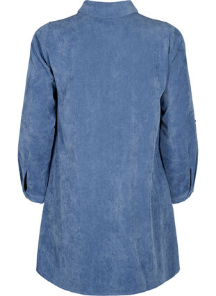 Sammetsklänning med dragkedja och 3/4-ärmar, Moonlight Blue, Packshot image number 1