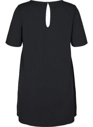 Kortärmad klänning med rund halsringning, Black, Packshot image number 1