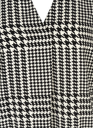 Mönstrad tunika med 3/4 ärmar, Black/White, Packshot image number 2