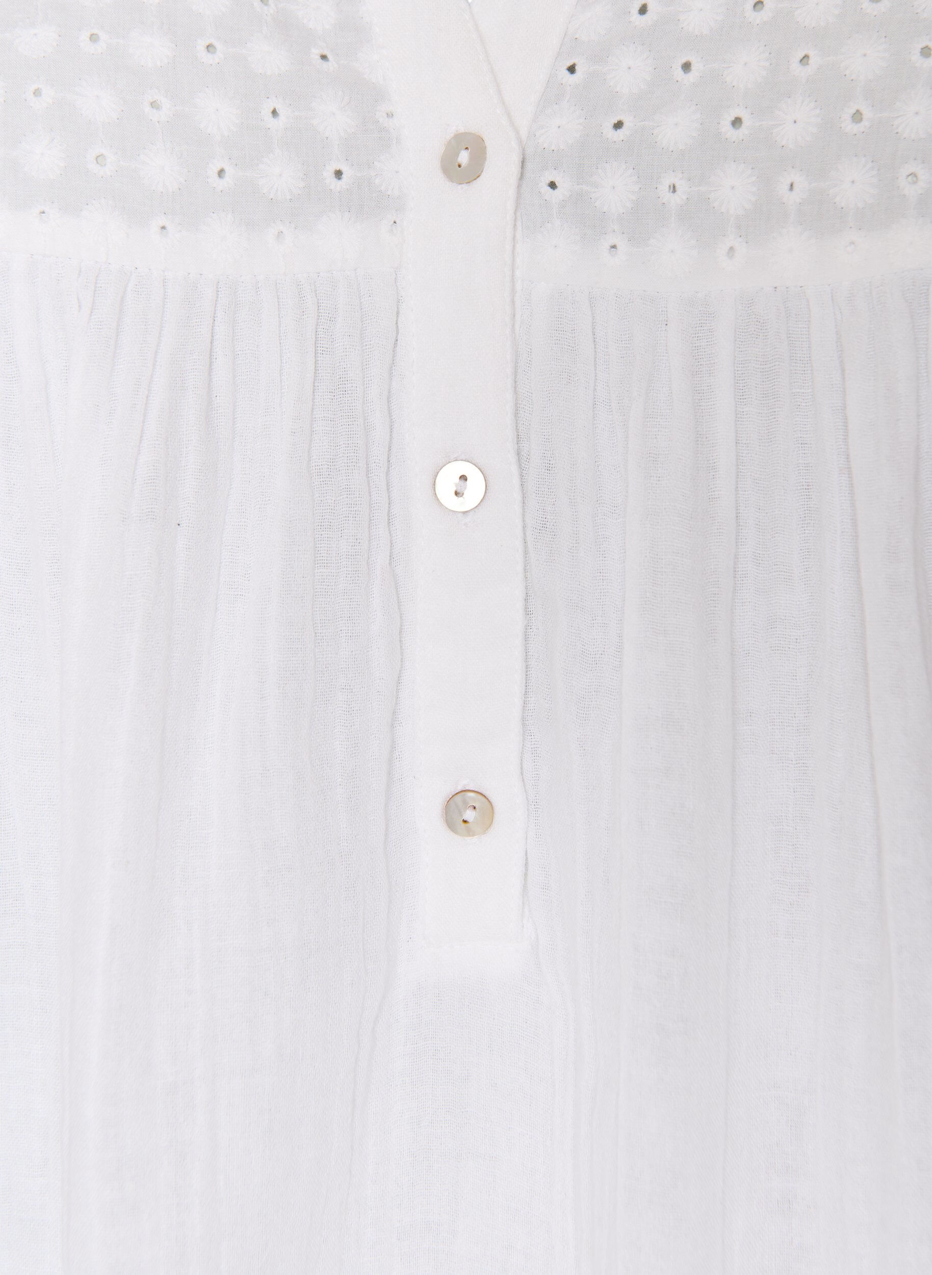 ZizziTunika i bomullsmuslin med broderie anglaise, Vit, Packshot image number 2