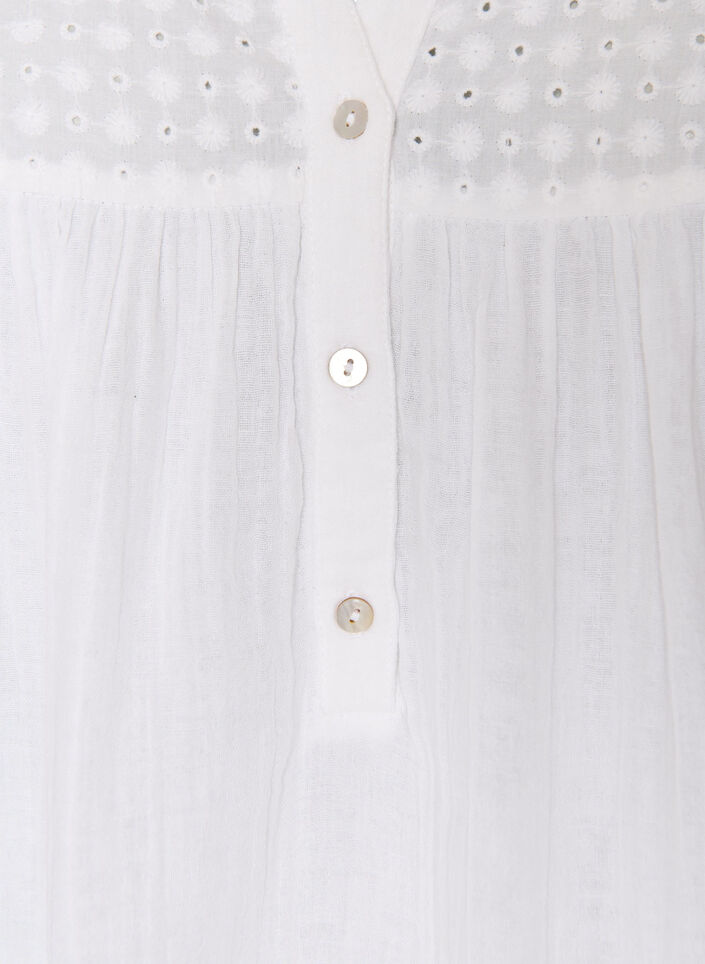 Tunika i bomullsmuslin med broderie anglaise, Vit, Packshot image number 2