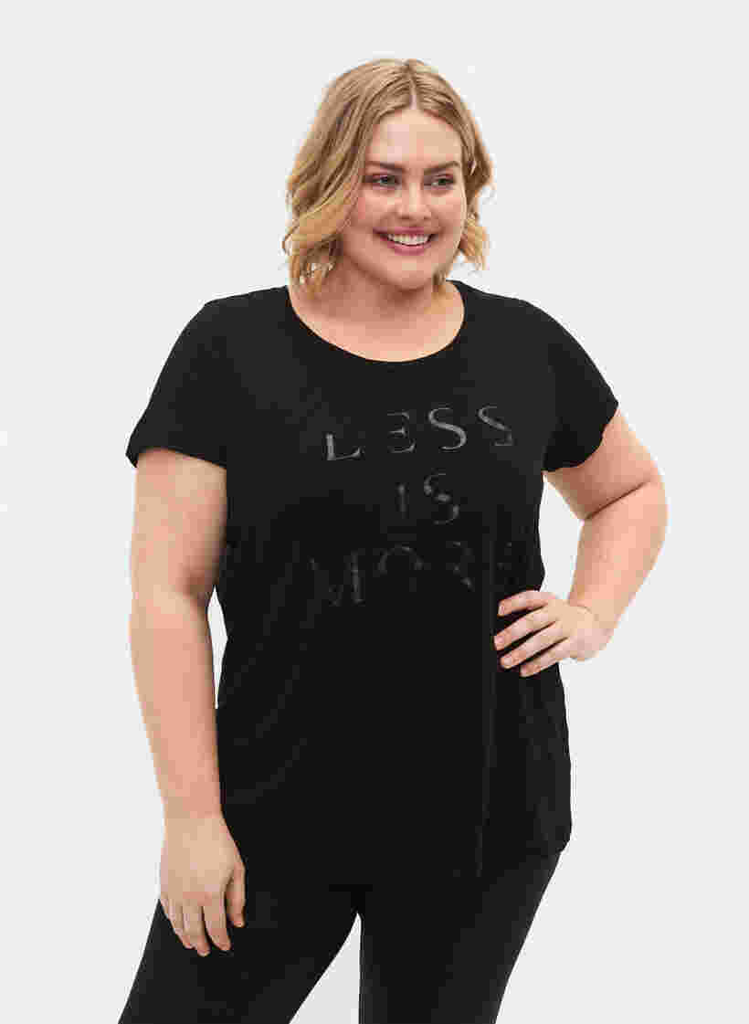  T-shirt till träning med print, Black w.Less Is More, Model image number 0