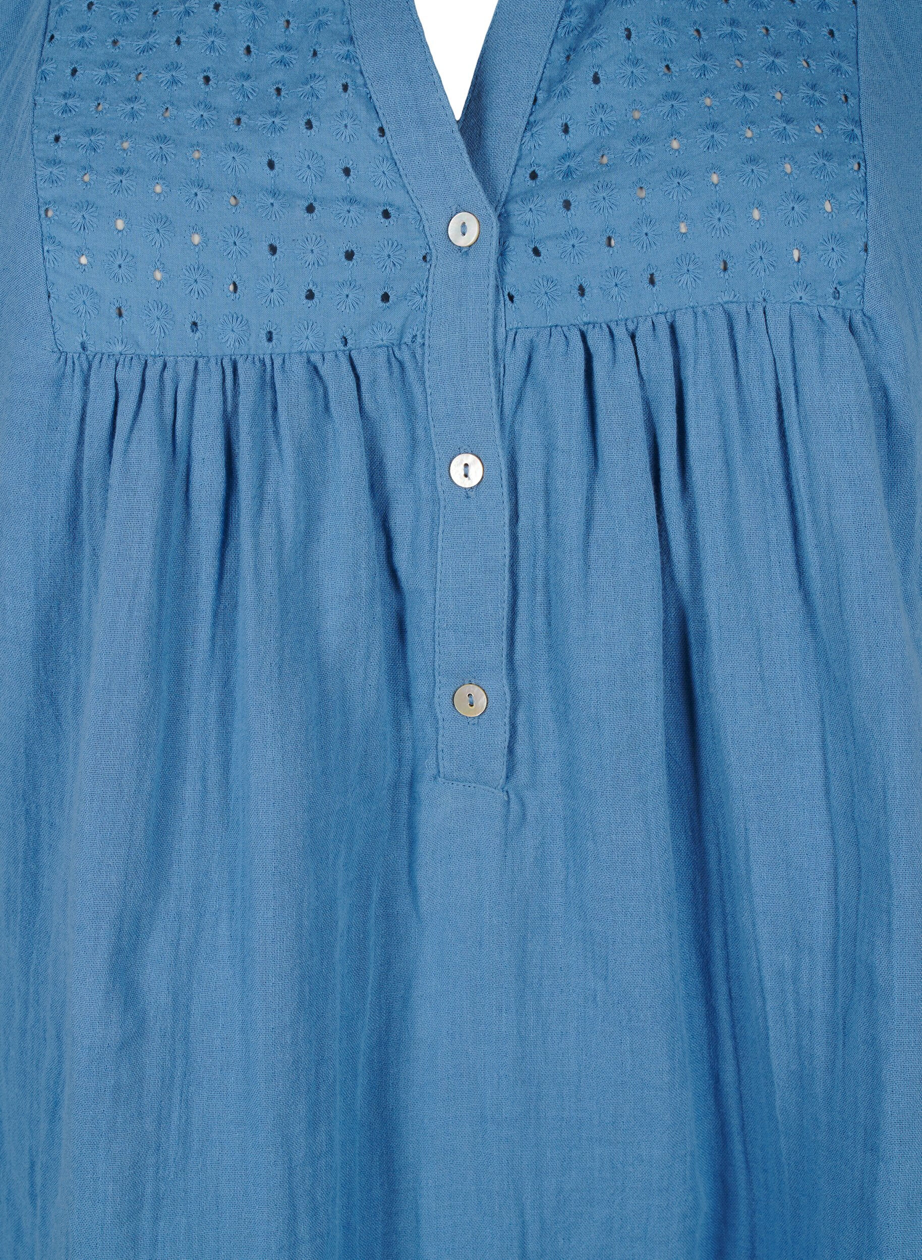 Zizzi Tunika i bomull med anglaise-brodyr, Riverside, Packshot image number 2