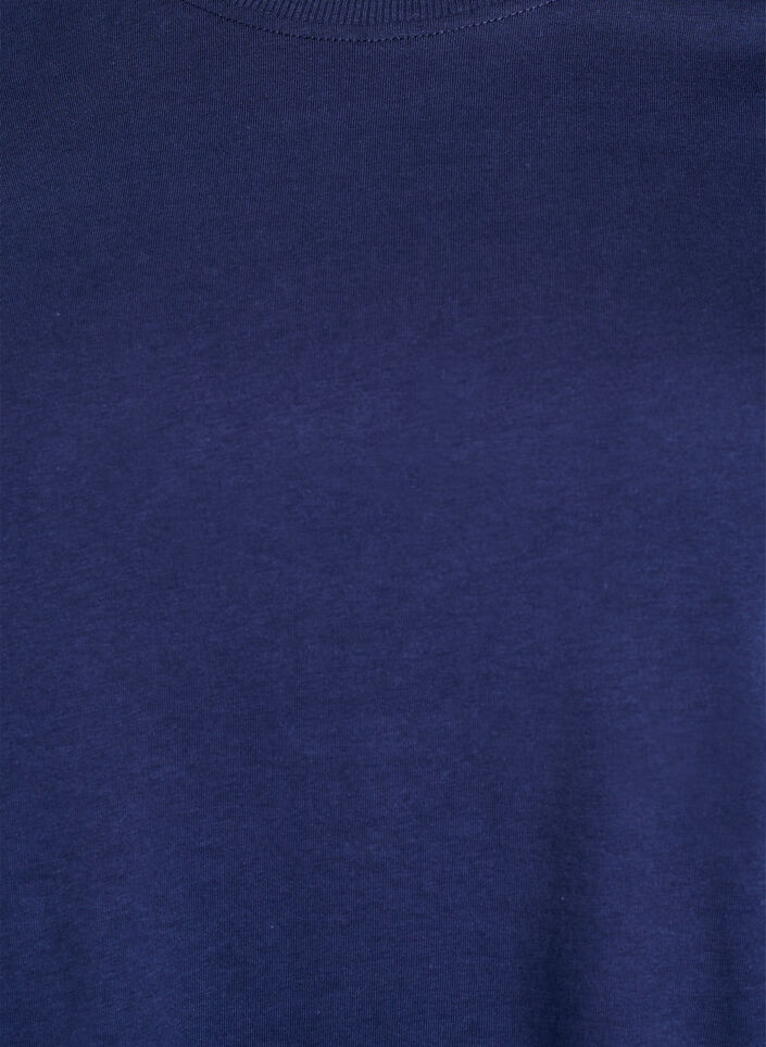 Enkel t-shirt i bomull med rund halsringning, Bl&aring;, Packshot image number 2