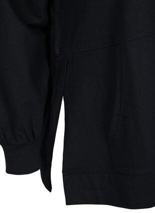 Sweatshirt med huva och slits, Black, Packshot image number 3