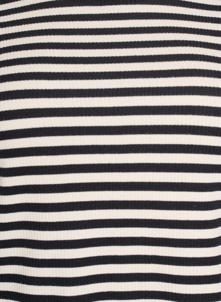 Randig t-shirt med ribbad struktur, Svart, Packshot image number 2