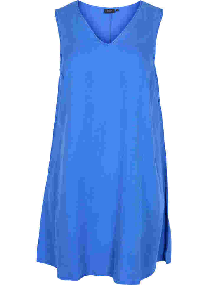 Spencerklänning med v-ringad hals, Dazzling Blue, Packshot image number 0