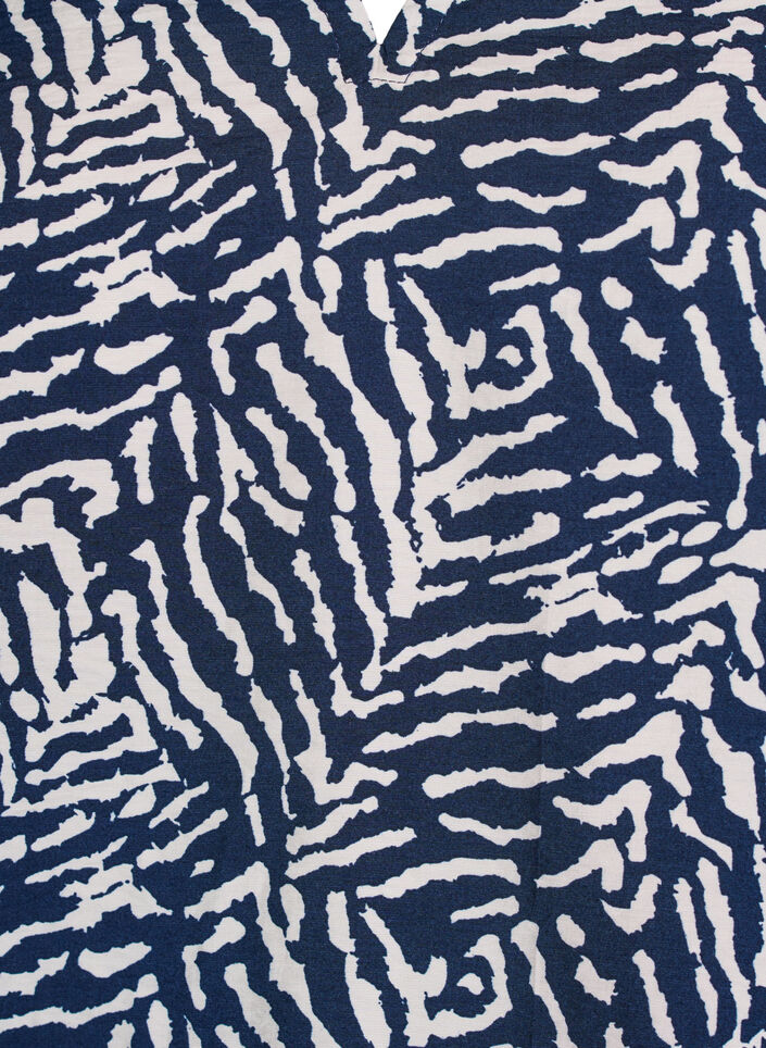 Blus med korta ärmar och volangkant, Blå, Packshot image number 2