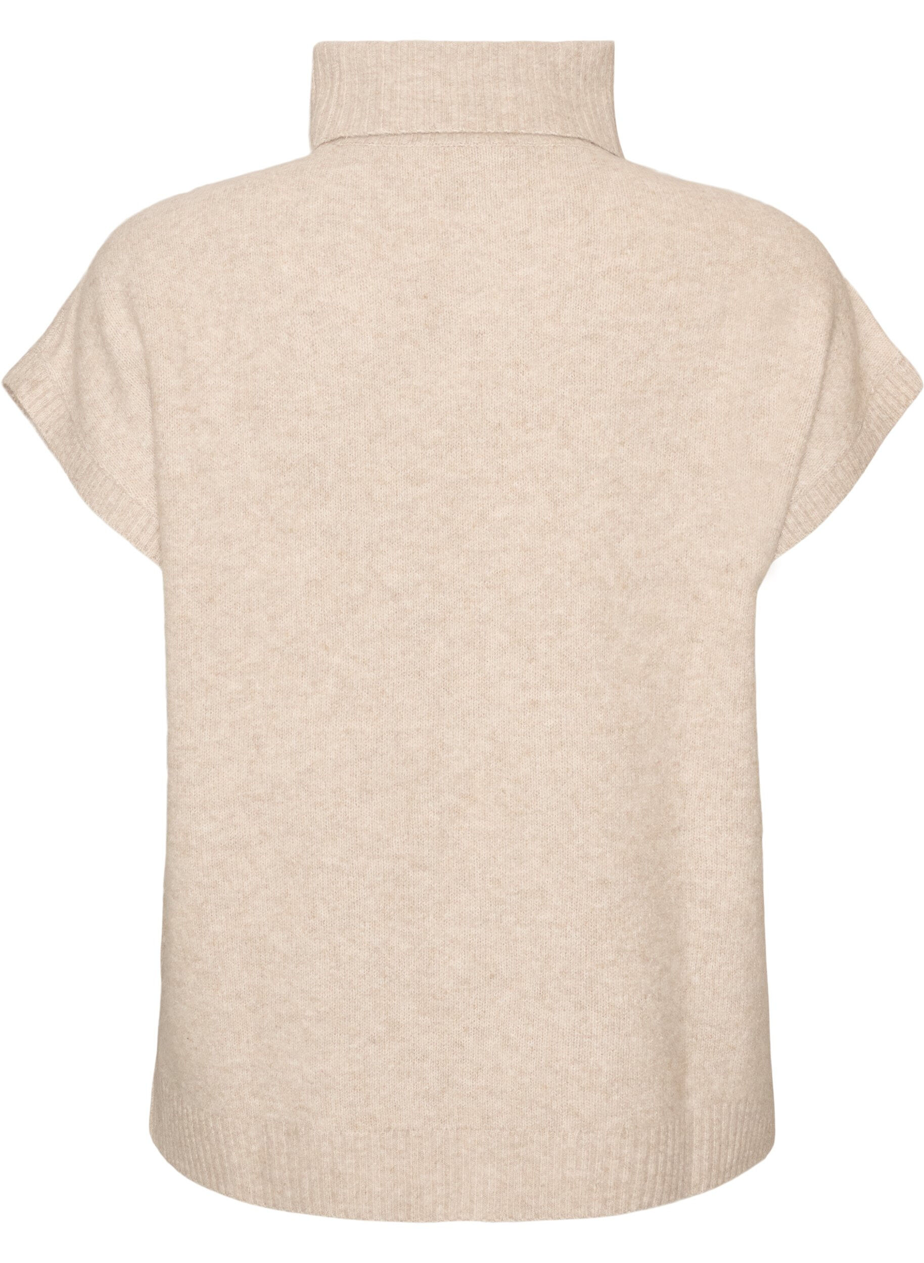 ZizziStickad v&auml;st med polokrage och fl&auml;tstickning, Beige, Packshot image number 1