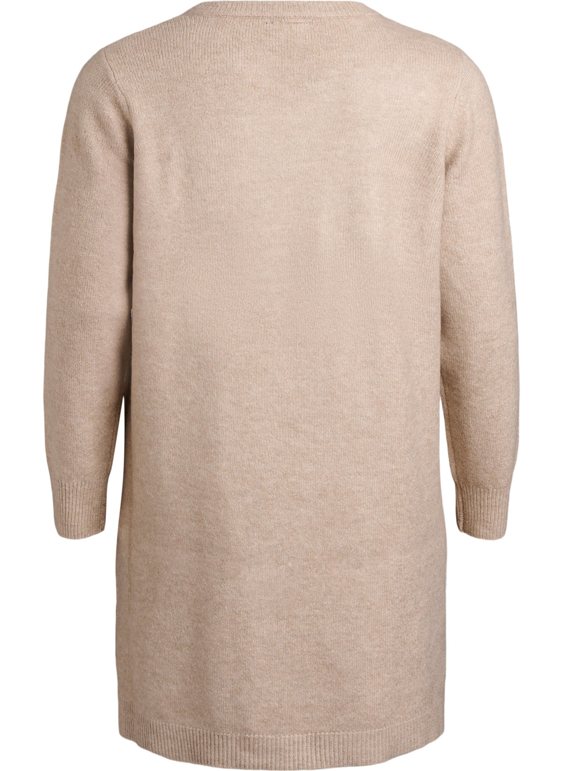 Zizzi Kort stickad kl&auml;nning med strasstenar, Beige, Packshot image number 1