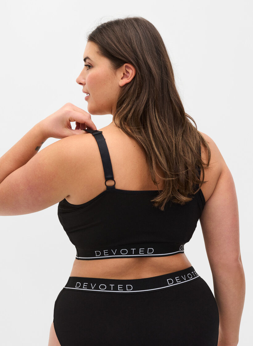 Bomulls-bh med justerbara band, Svart, Model image number 1