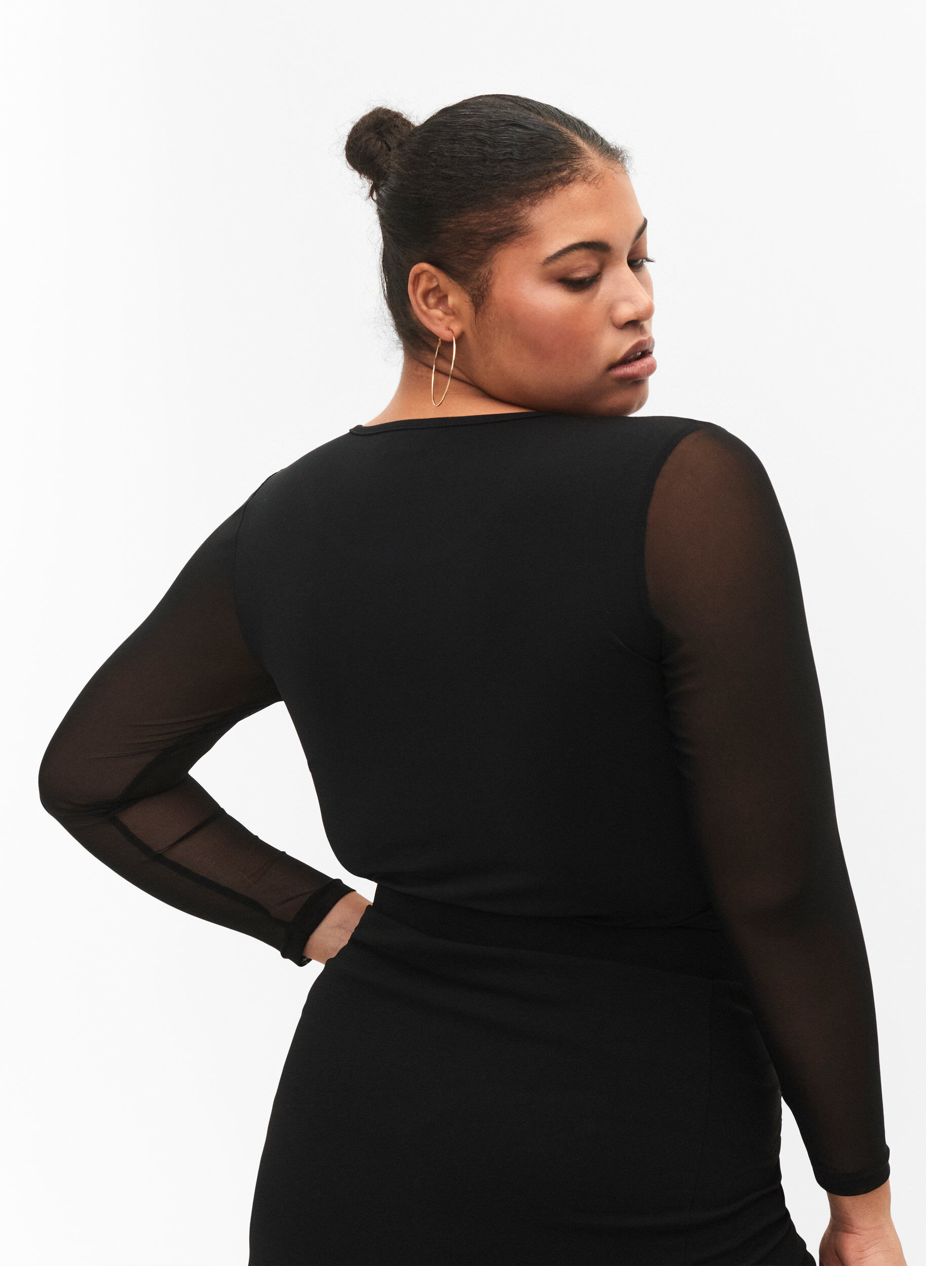 Zizzi Kroppsn&auml;ra body med mesh, Black, Model image number 1