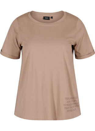 Tränings t-shirt i bomull med text och korta ärmar, Iron, Packshot image number 0