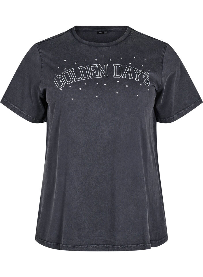 T-shirt i ekologisk bomull med grafiskt tryck, Grå, Packshot image number 0