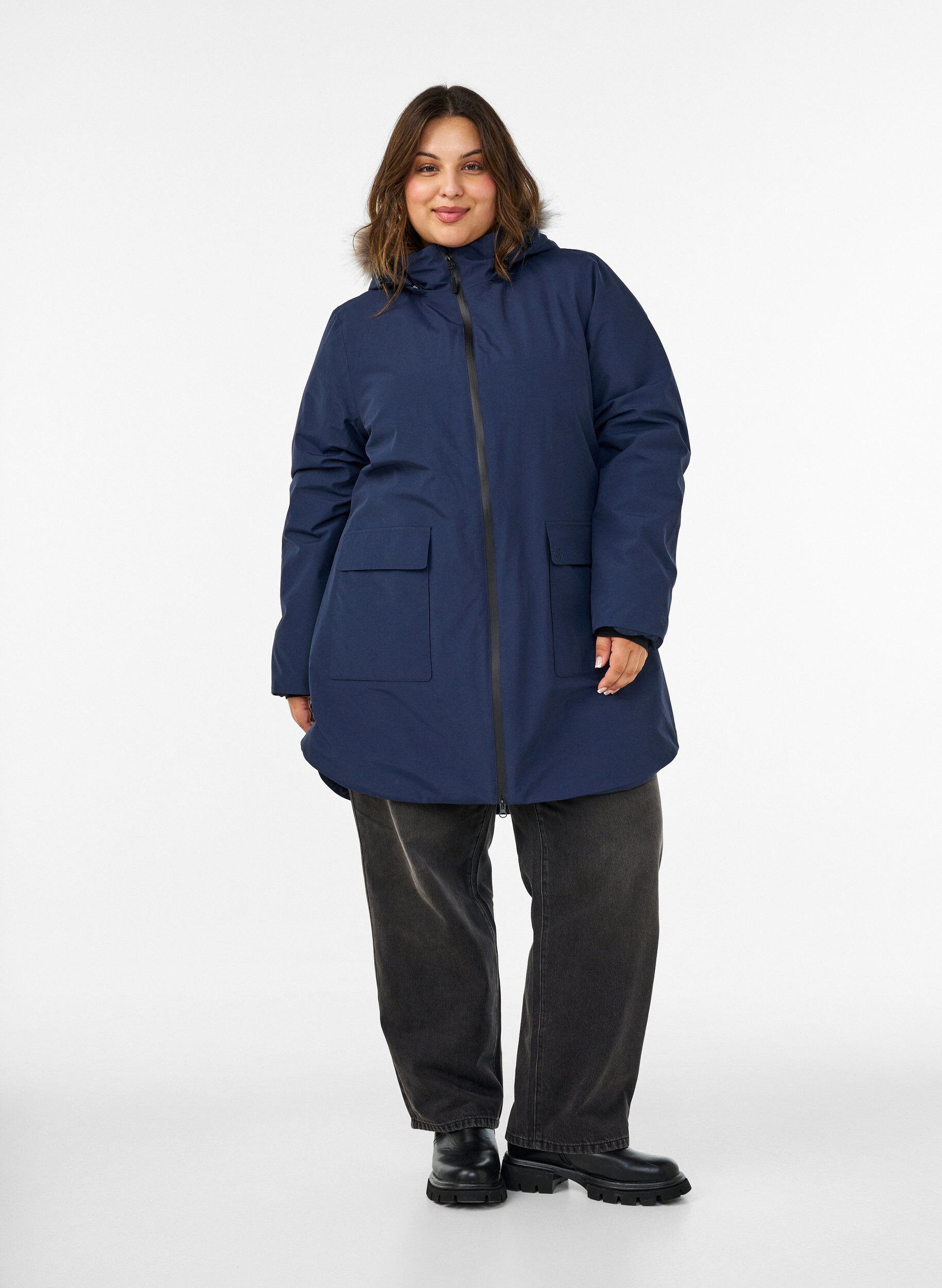 ZizziVattent&auml;t parkas med huva, Bl&aring;, Model image number 1