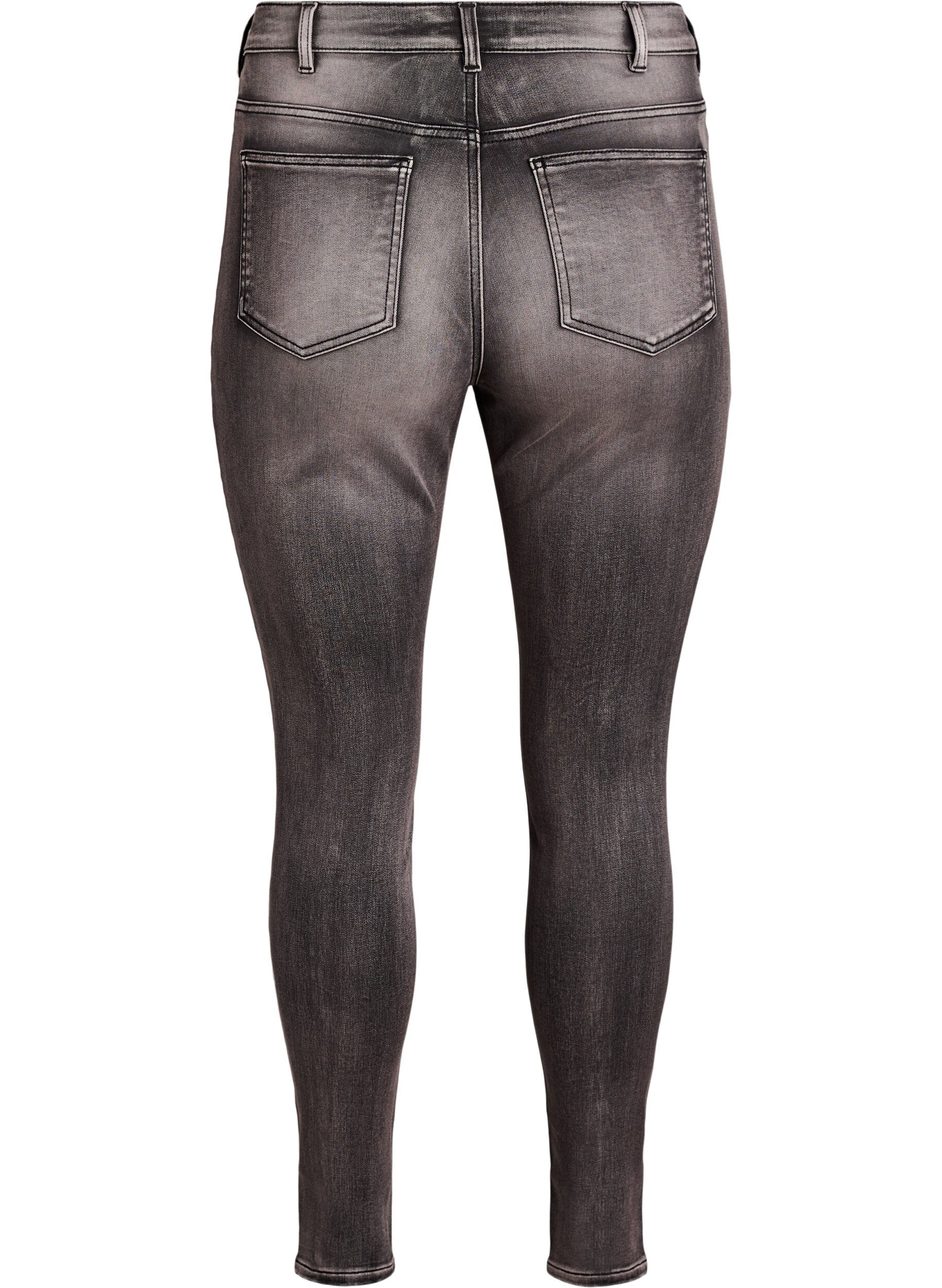 ZizziSupersmala Amy-jeans med h&ouml;g midja, Gr&aring;, Packshot image number 1