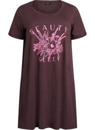 Kort&auml;rmat nattlinne i ekologisk bomull, Brun