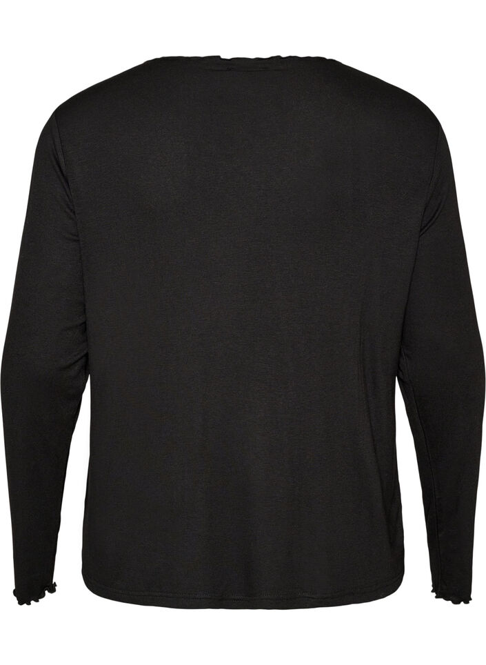 Natttr&ouml;ja i viskos med l&aring;nga &auml;rmar, Svart, Packshot image number 1
