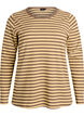 Randig blus med l&aring;nga &auml;rmar, Brun, Packshot image number 0