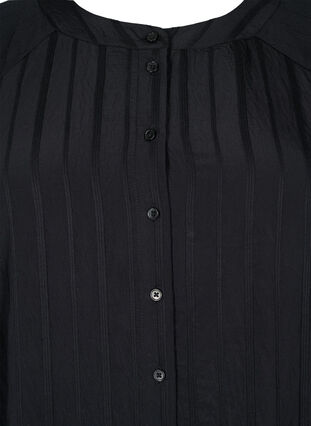 Lång viskosskjorta i randigt mönster, Black, Packshot image number 2