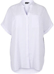 Randig skjorta med bröstfickor, White/LavenderStripe