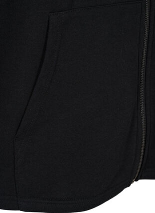 Sweat-cardigan med dragkedja och huva, Black, Packshot image number 3