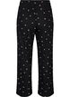 Pyjamasbyxor med ribbad struktur och blommigt m&ouml;nster, Svart, Packshot image number 1