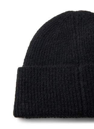 Stickad mössa med ull, Black, Packshot image number 2