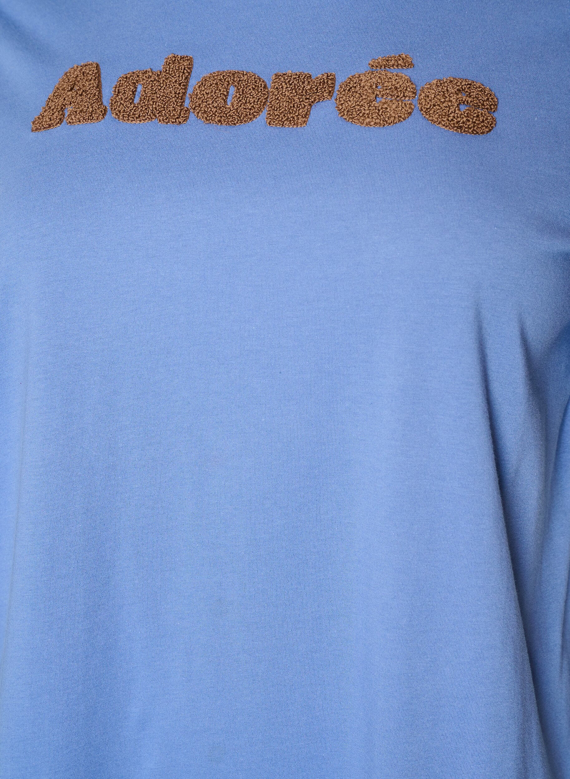 ZizziT-shirt i ekologisk bomull med tryck framtill, Bl&aring;, Packshot image number 2