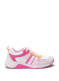 Sneakers med wide fit, White Pink, Packshot