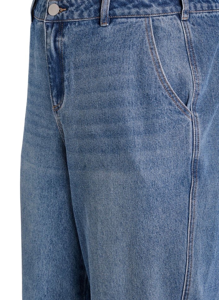 Barrel jeans med h&ouml;g midja, Bl&aring;, Packshot image number 2