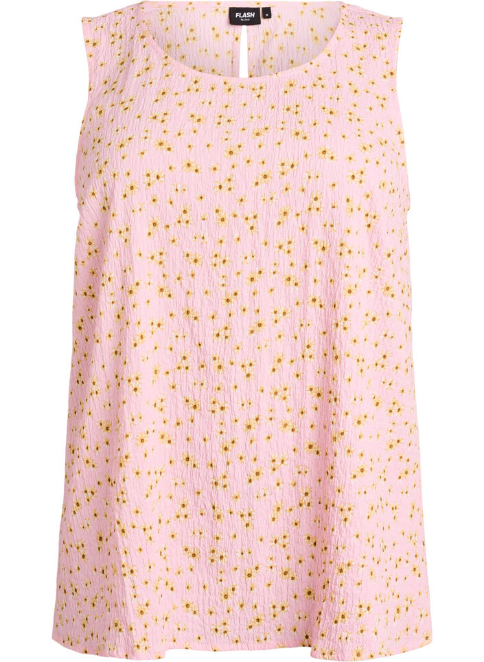 &Auml;rmelloses Top mit Struktur, Rosa, Packshot image number 0