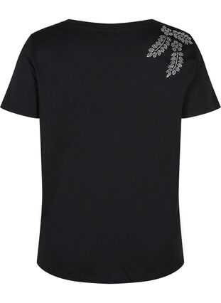 Kortärmad t-shirt med strass, Black Stone, Packshot image number 1