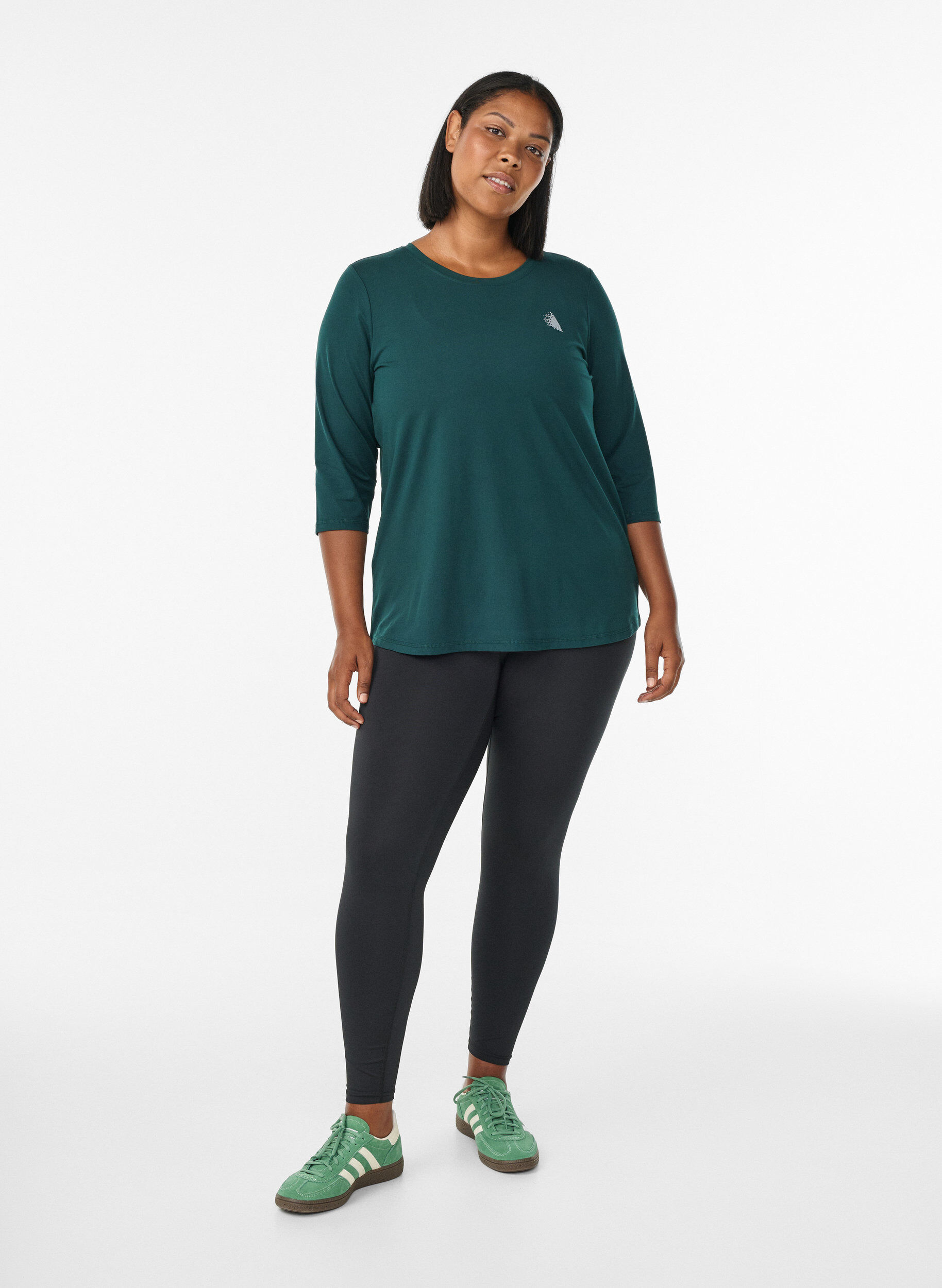 ZizziTr&auml;ningsblus med trekvarts&auml;rm, Gr&ouml;n, Model image number 1
