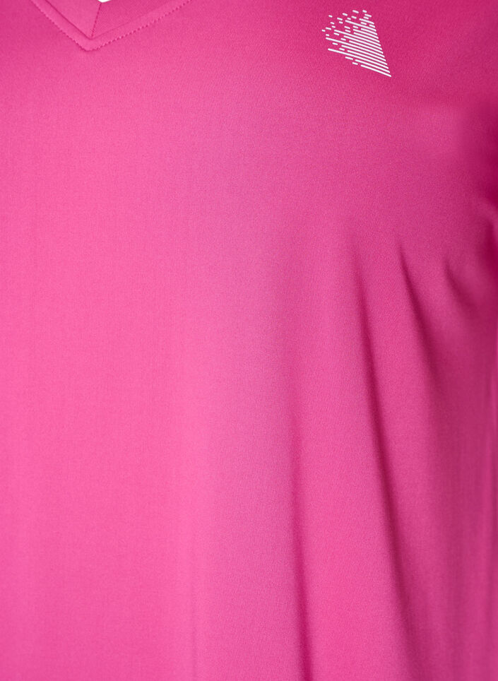 Tr&auml;nings t-shirt med v-ringning och l&ouml;s passform, Rosa, Packshot image number 2