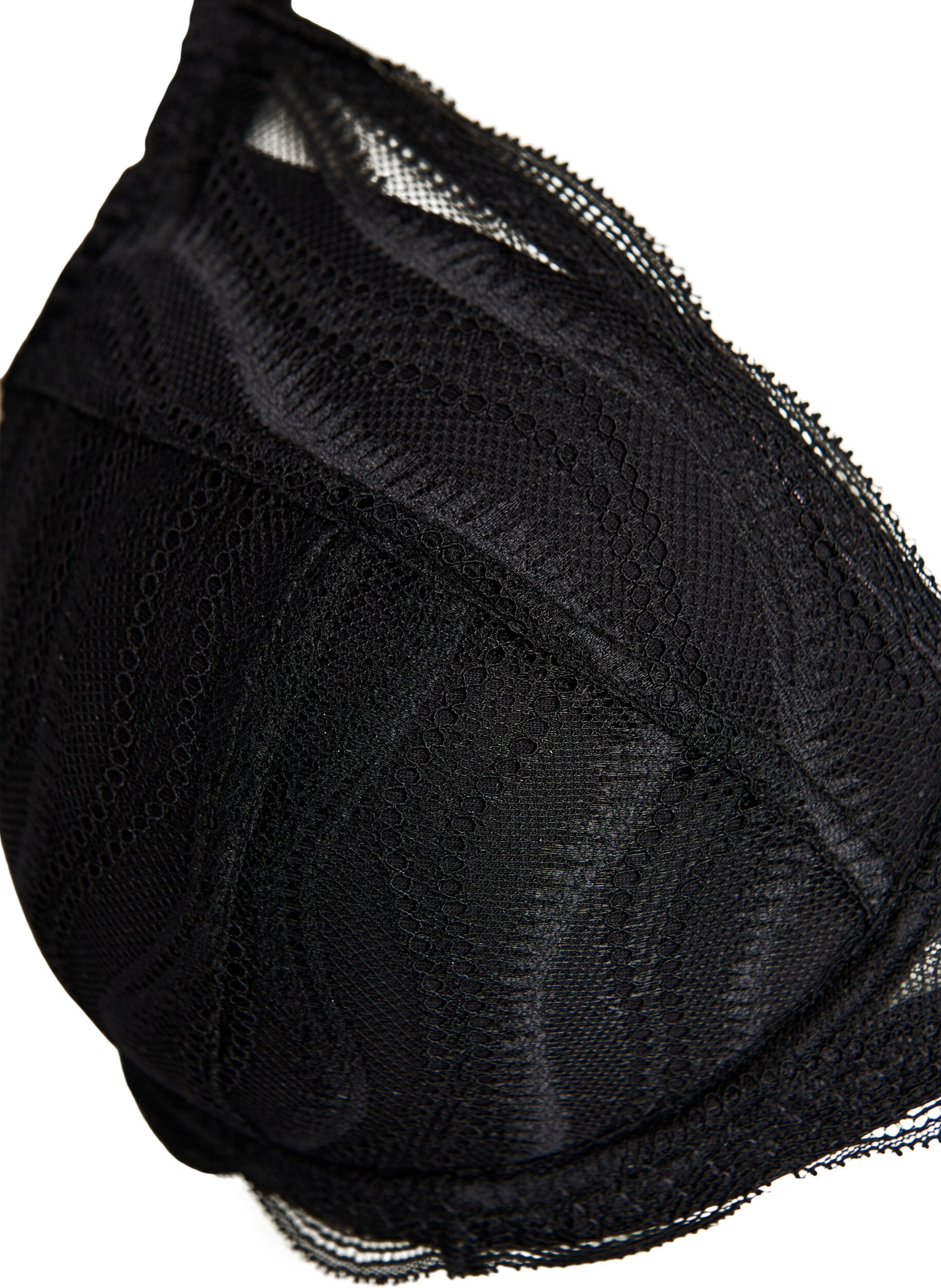 Zizzi Vadderad BH med spets, Svart, Packshot image number 2