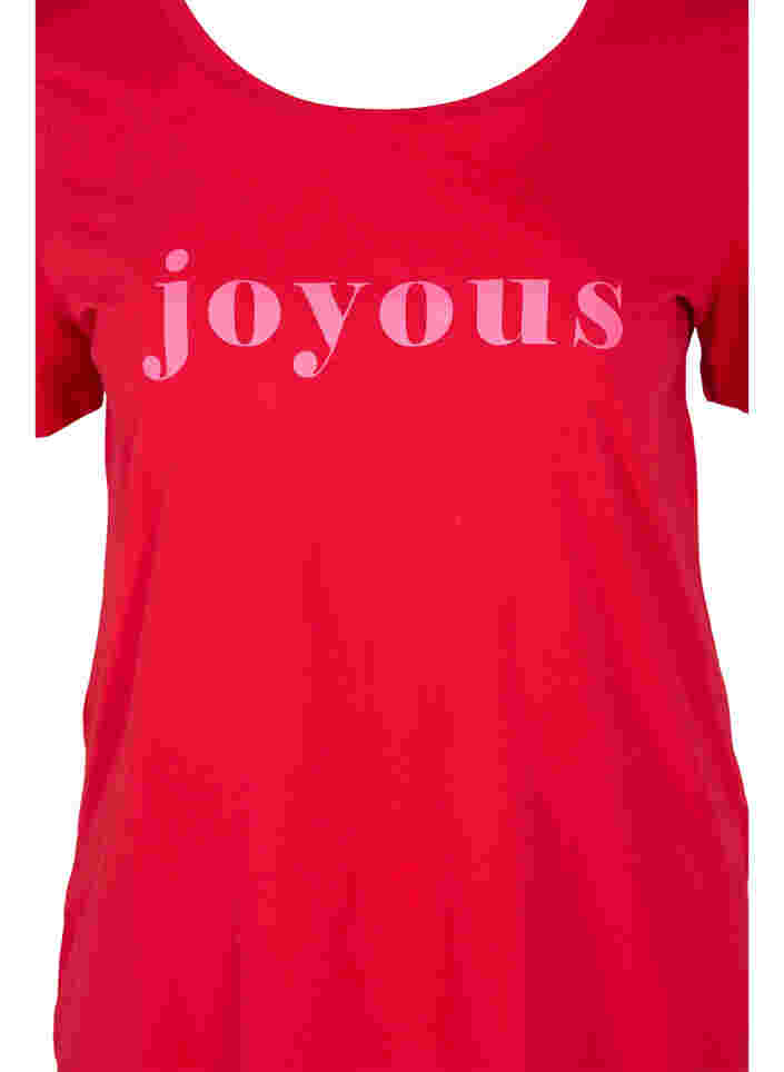 Kortärmad t-shirt i bomull med texttryck, Chinese Red, Packshot image number 2
