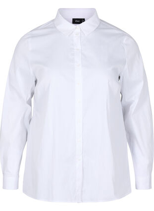Klassisk skjorta med krage och knappar, Bright White, Packshot image number 0