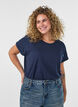 Kort&auml;rmad t-shirt i bomullsmix, Bl&aring;, Model image number 0