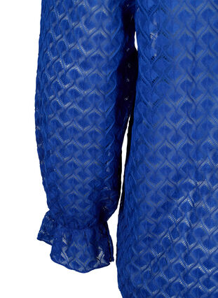 Långärmad blus med mönstrad struktur, Deep Ultramarine, Packshot image number 3
